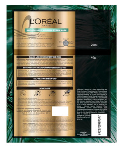 L'Oréal Paris Professional Nourishing Treatment, For Smooth & Straight Frizz-Free hair With Extraordinary Oil Smooth Steam Mask, 20ml + 40g