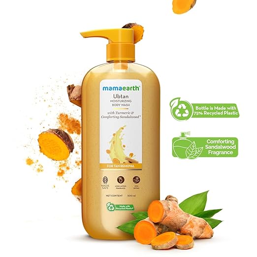 Mamaearth Ubtan Moisturizing Body Wash with Turmeric & Comforting Sandalwood Scent for Tan Removal 500ml