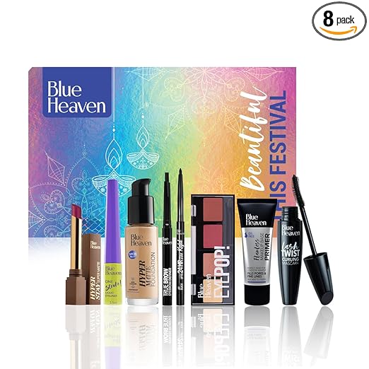 Blue Heaven Festive Makeup Kit Set for Women | Pack of 8 Makeup Products
