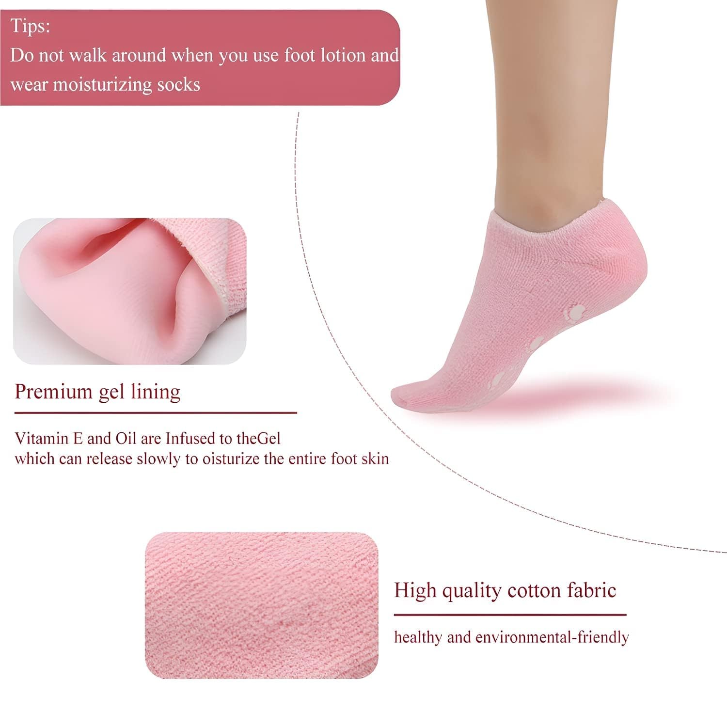 Moisturizing Gel Heel Socks for Cracked Heels, Silicone Spa Socks for Dry Feet Repair