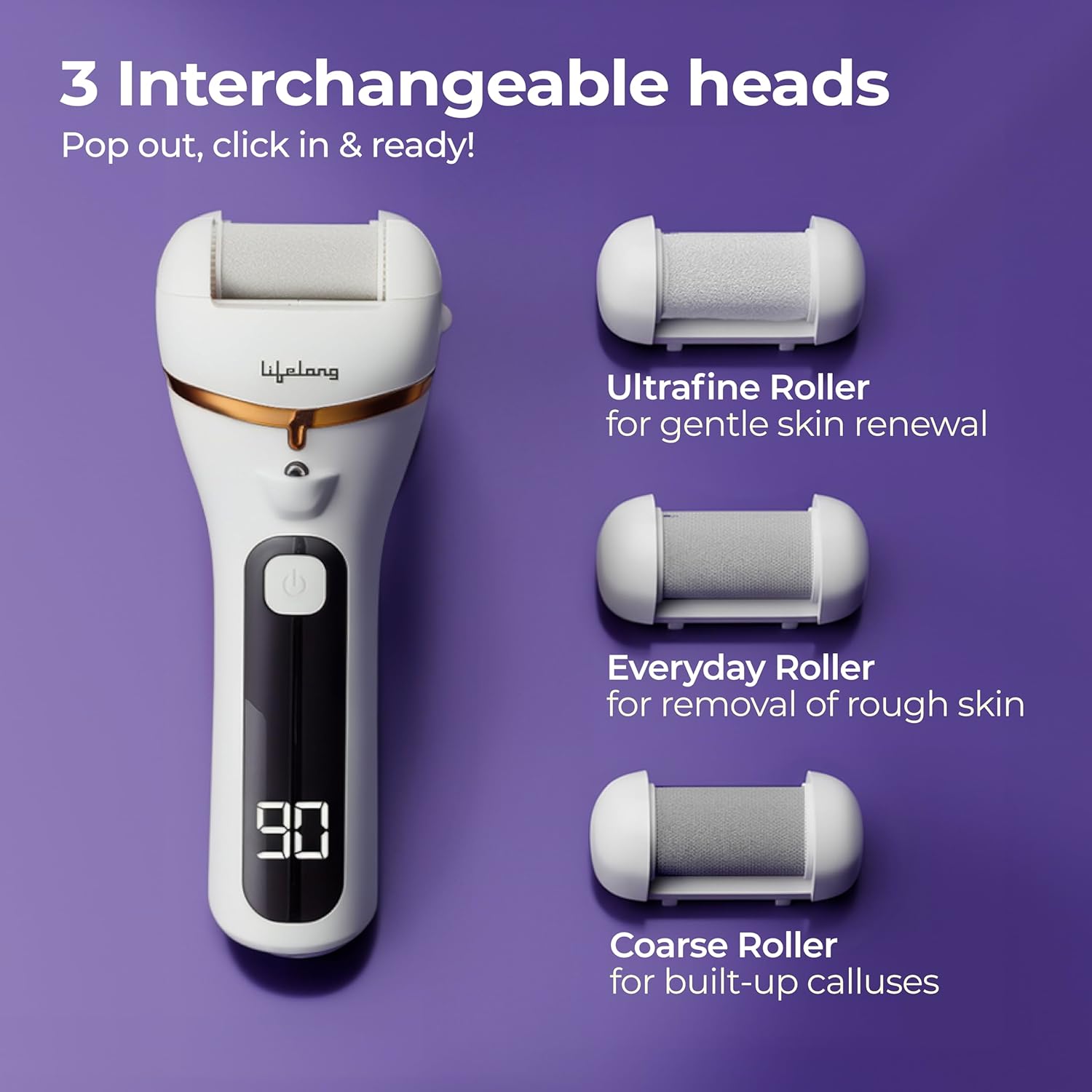 Lifelong Callus Remover for Feet Electronic with 3Heads