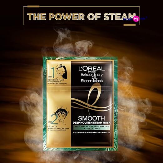 L'Oréal Paris Professional Nourishing Treatment, For Smooth & Straight Frizz-Free hair With Extraordinary Oil Smooth Steam Mask, 20ml + 40g
