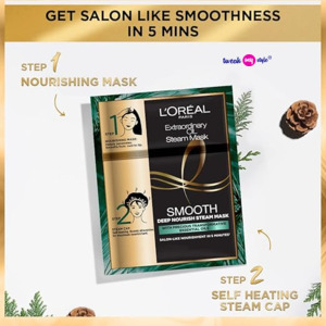 L'Oréal Paris Professional Nourishing Treatment, For Smooth & Straight Frizz-Free hair With Extraordinary Oil Smooth Steam Mask, 20ml + 40g