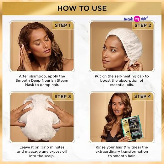 L'Oréal Paris Professional Nourishing Treatment, For Smooth & Straight Frizz-Free hair With Extraordinary Oil Smooth Steam Mask, 20ml + 40g