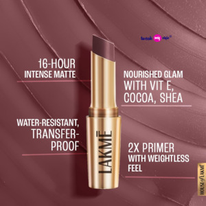 Lakme Powerplay Priming Matte Lipstick, Smooth Matte Finish, Lightweight Lipstick