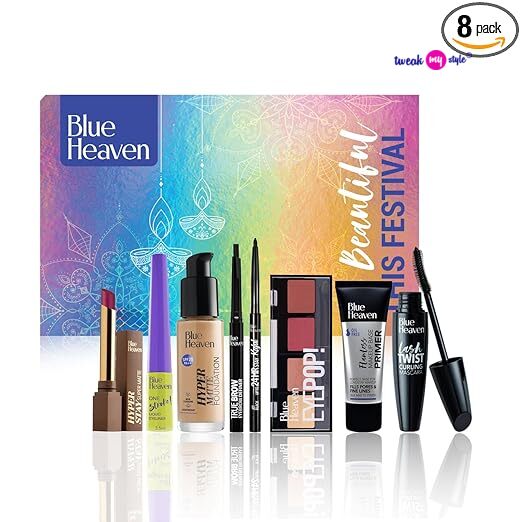 Blue Heaven Festive Makeup Kit Set for Women | Pack of 8 Makeup Products
