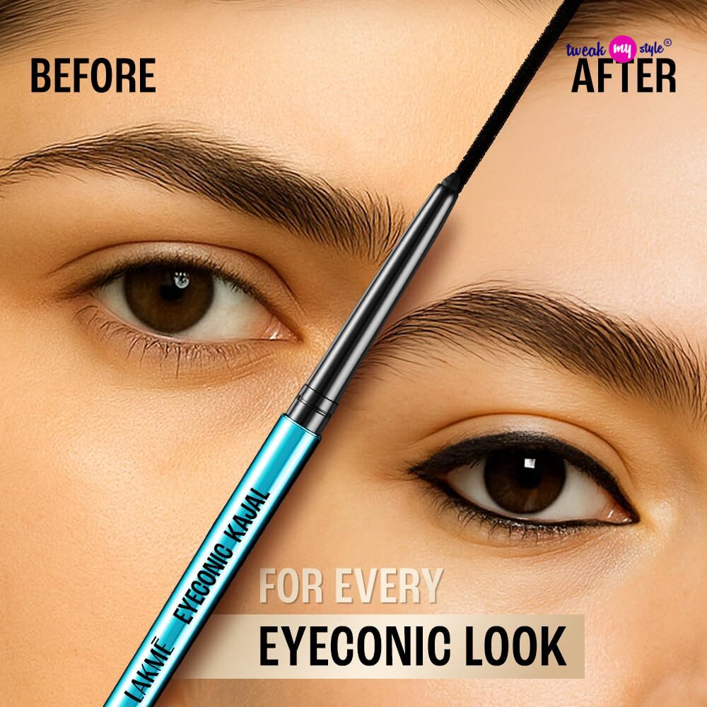 LAKMÉ Eyeconic Black Kajal 0.35 g (Combo Pack of 2) Matte Kohl Liner in a Twist Up Pencil