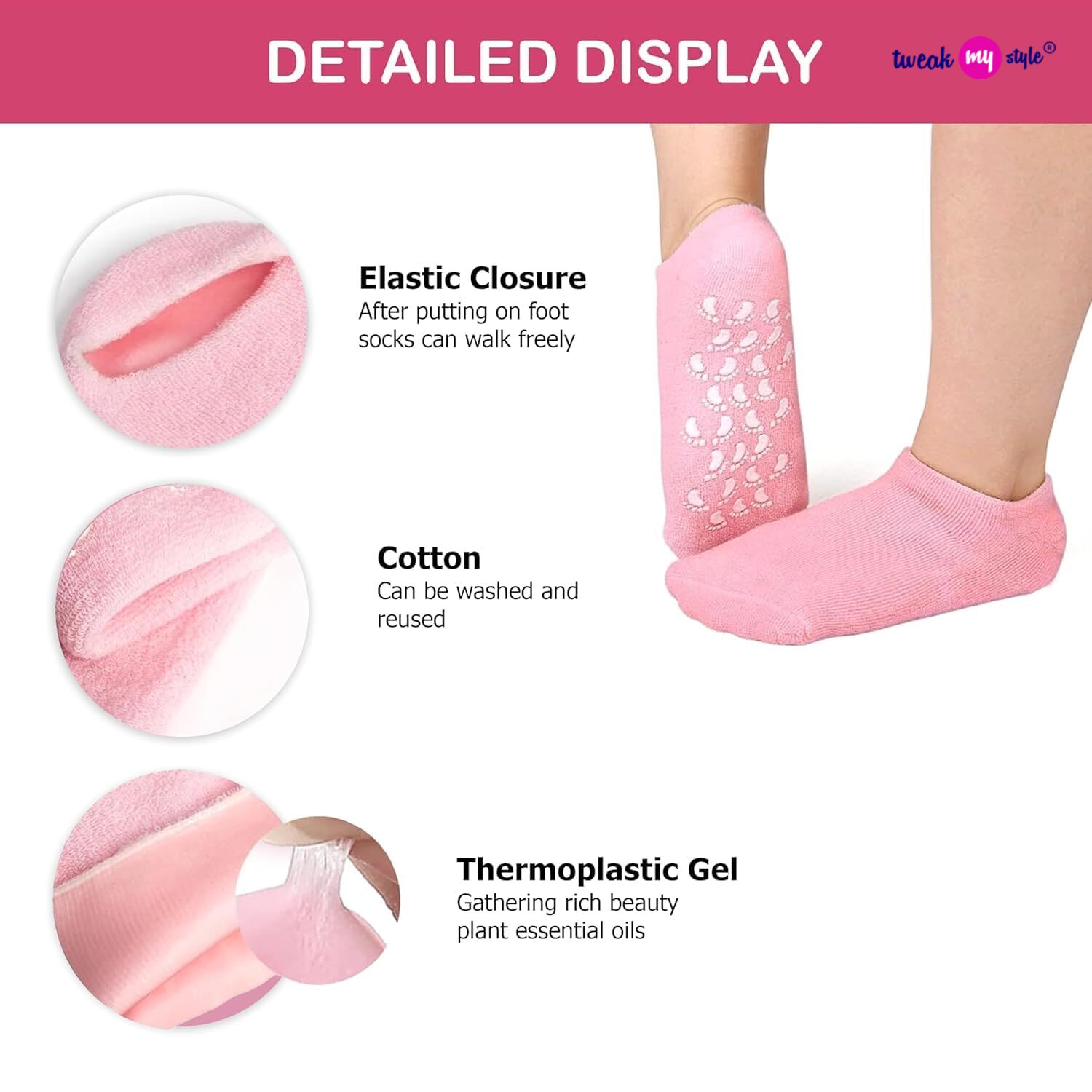 Moisturizing Gel Heel Socks for Cracked Heels, Silicone Spa Socks for Dry Feet Repair