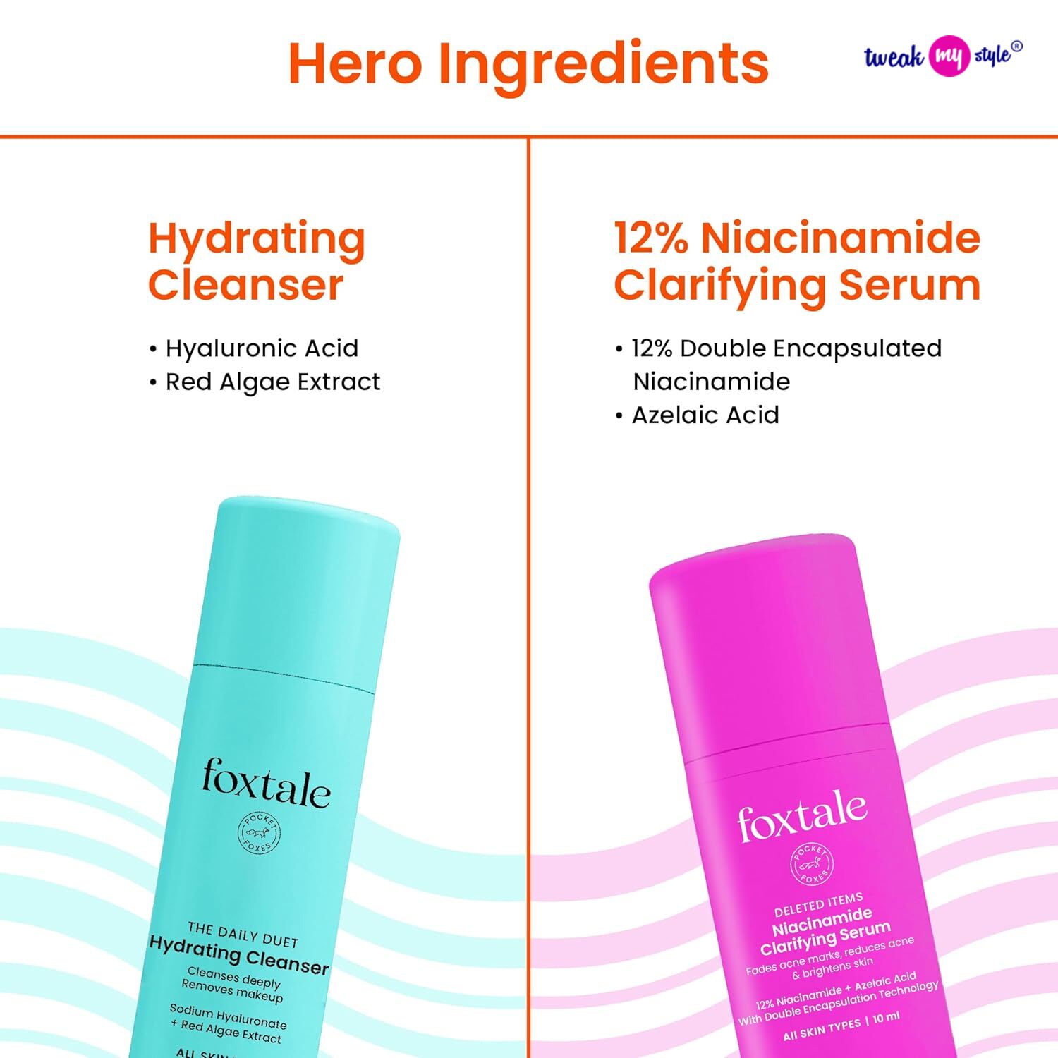 Foxtale Glow On Heartbeat Skincare Gift Set | Hydrating Cleanser, 12% Niacinamide serum, Super Glow moisturizer