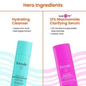 Foxtale Glow On Heartbeat Skincare Gift Set | Hydrating Cleanser, 12% Niacinamide serum, Super Glow moisturizer