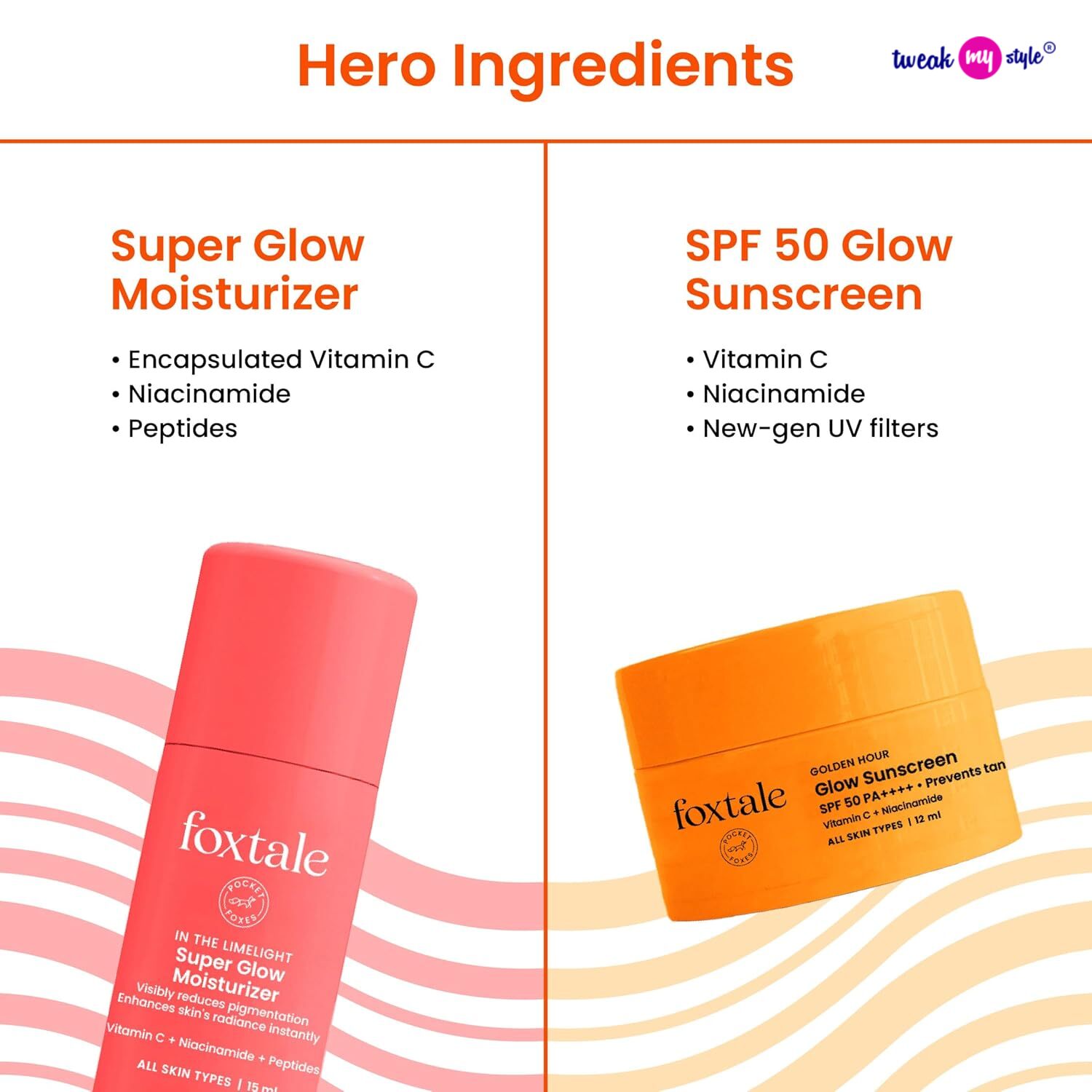 Foxtale Glow On Heartbeat Skincare Gift Set | Hydrating Cleanser, 12% Niacinamide serum, Super Glow moisturizer