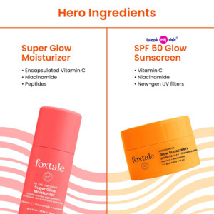 Foxtale Glow On Heartbeat Skincare Gift Set | Hydrating Cleanser, 12% Niacinamide serum, Super Glow moisturizer