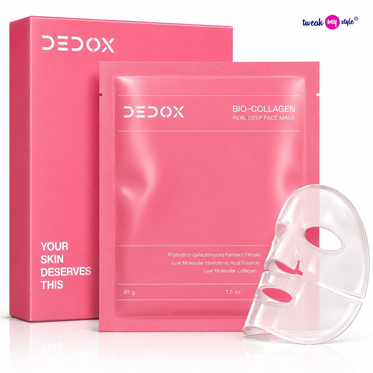 Bio-Collagen Glass Skin Overnight Mask, Hydrating Korean Hydrogel Face Mask Sheet