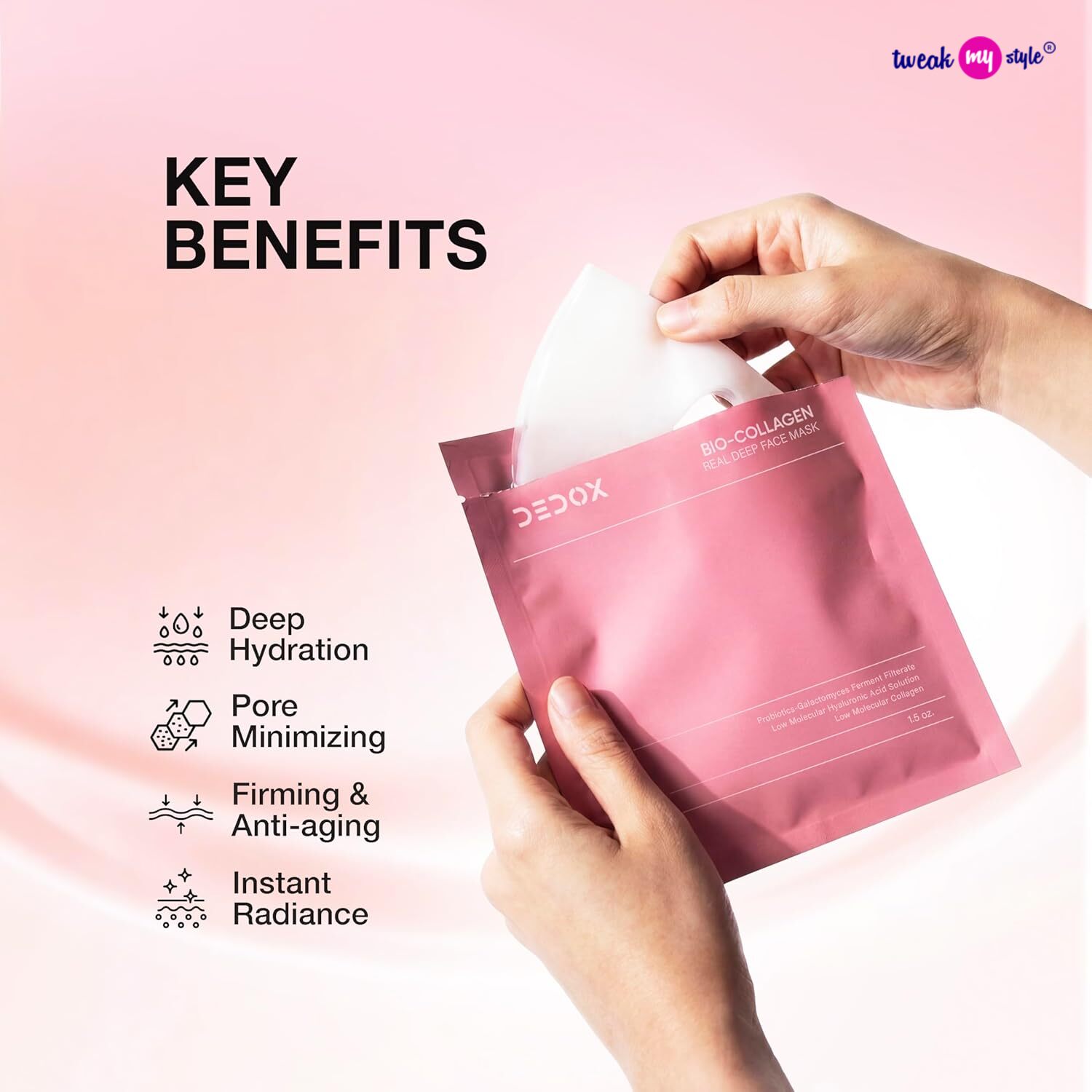 Bio-Collagen Glass Skin Overnight Mask, Hydrating Korean Hydrogel Face Mask Sheet