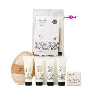 Kimirica Travel Kit Bath Set Earth Luxury Bath and Body Care Travel pouch| 6 in 1 self-care travel kit with a reusable pouch 100% Vegan
