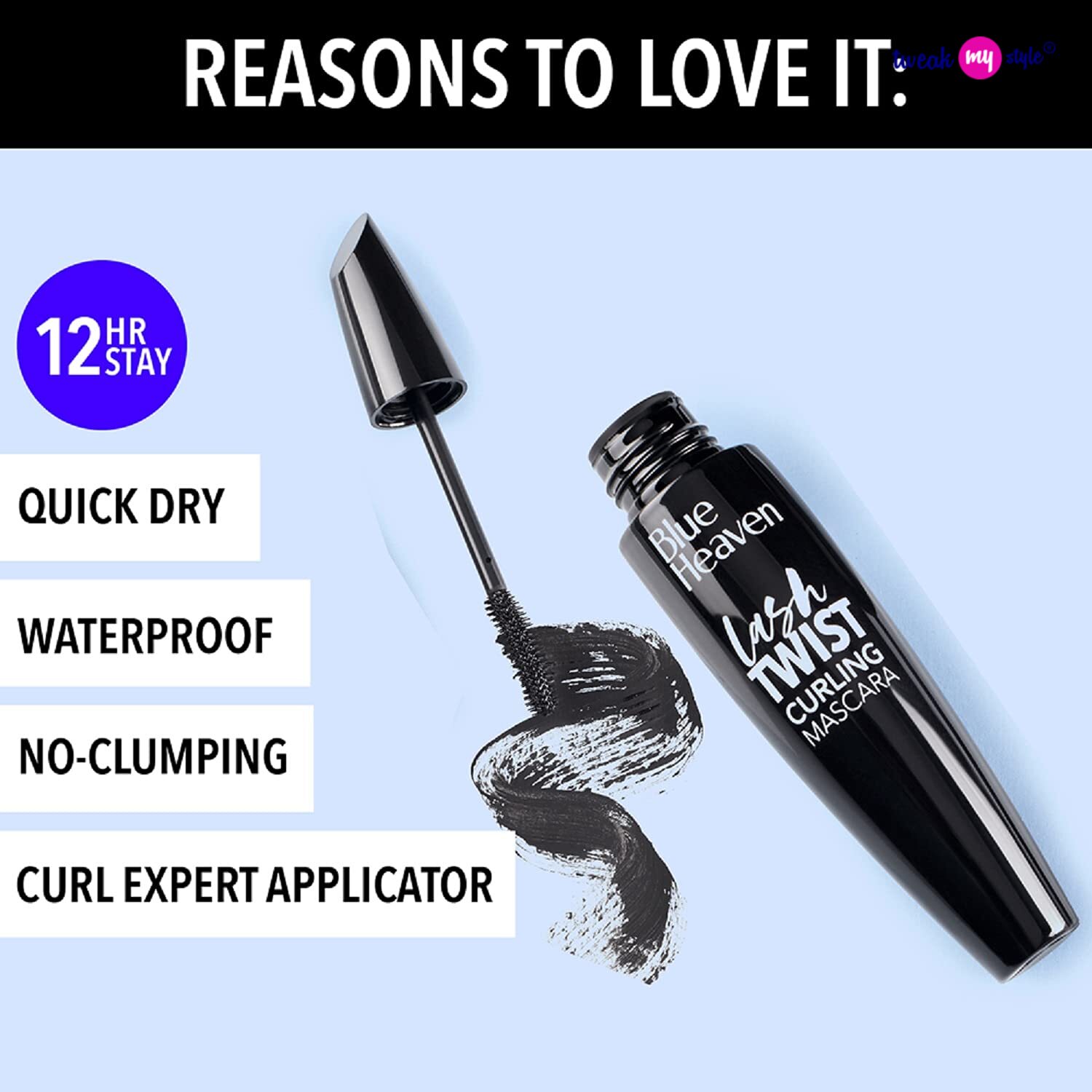 Blue Heaven Lash Twist Curling Mascara for Women | Waterproof, Smudge Proof & Long Lasting