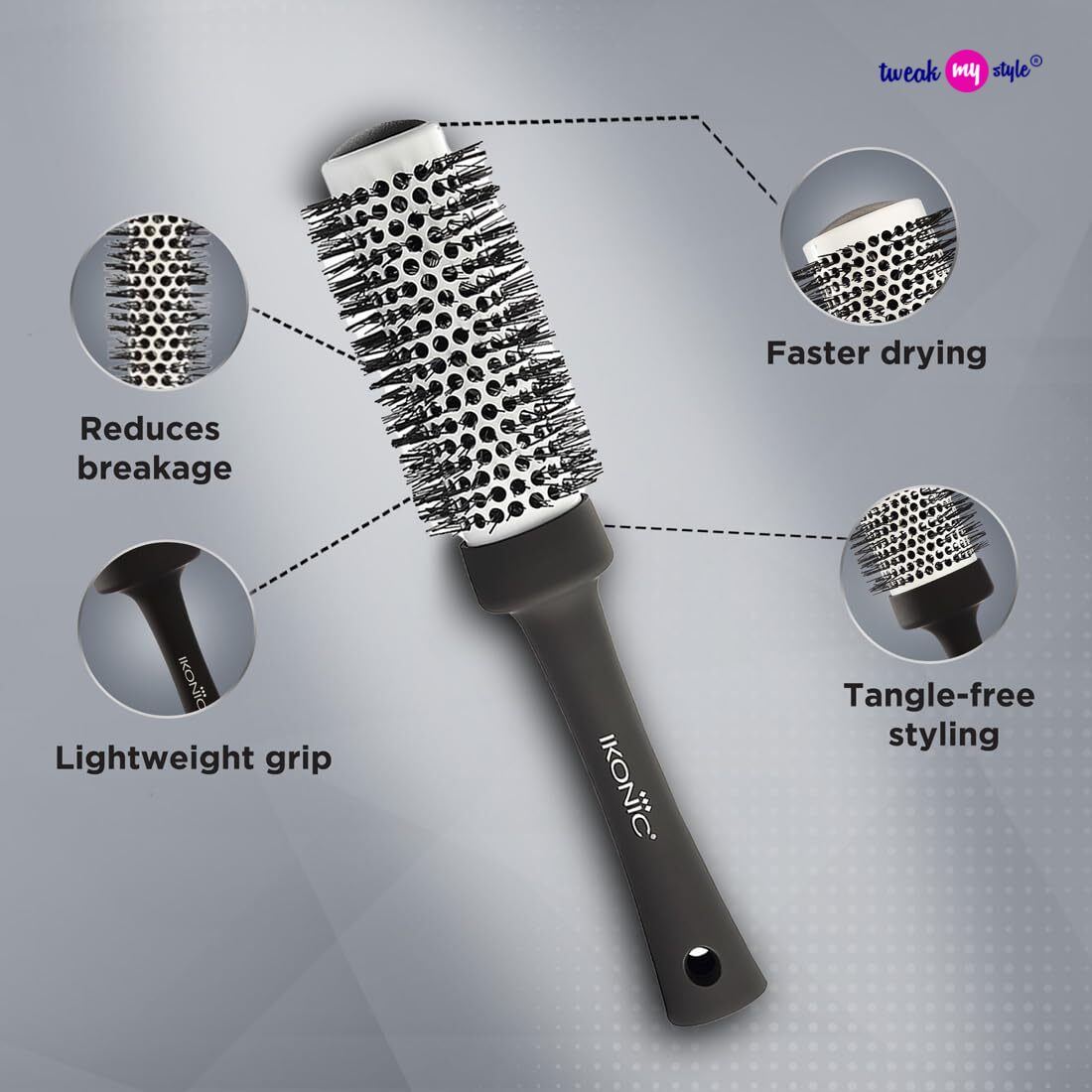 Ikonic Professional Blow Dry Hair Brush with Ionic Techonology
