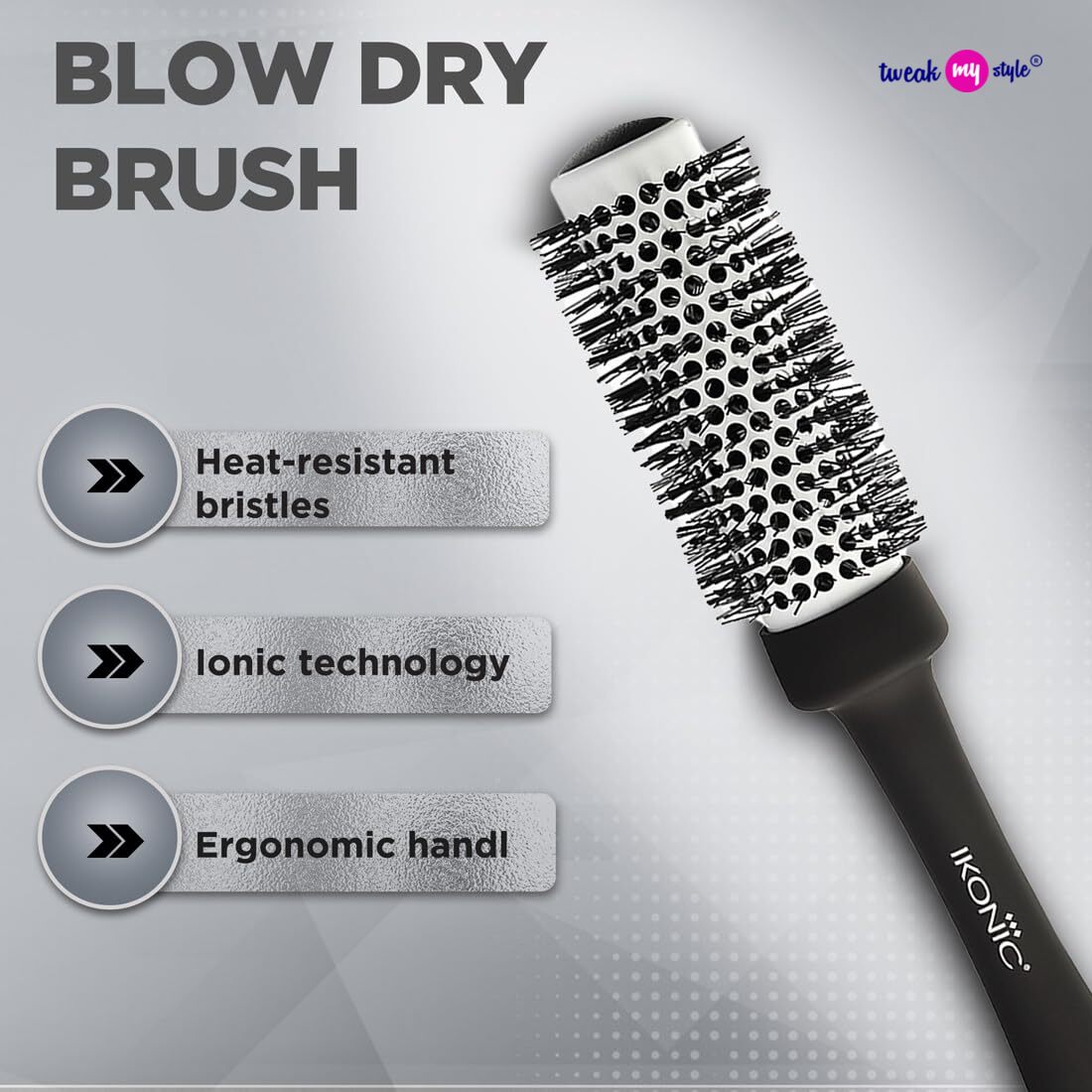 Ikonic Professional Blow Dry Hair Brush with Ionic Techonology