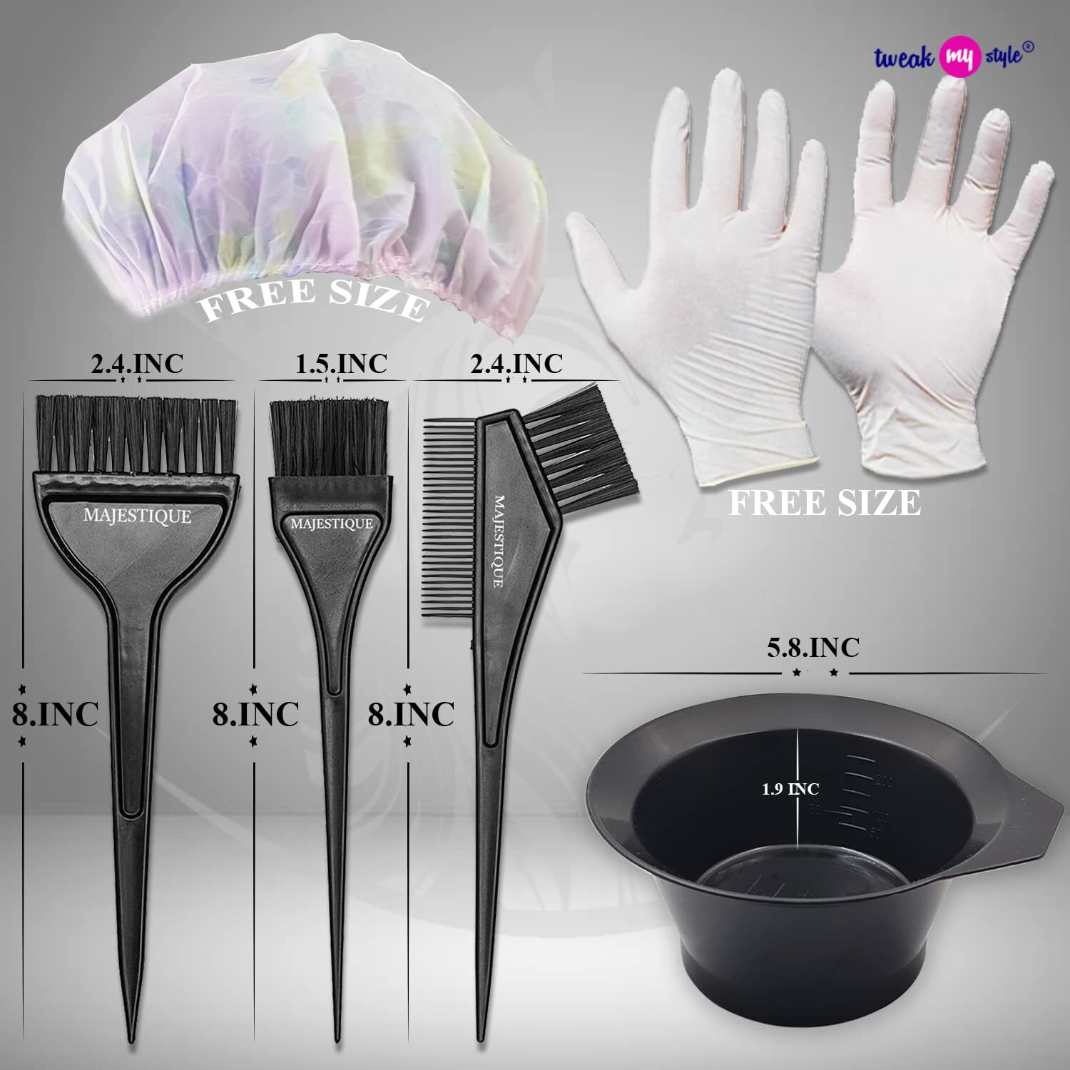 Majestique 6-Piece Hair Dye Brush Coloring Kit with Brush