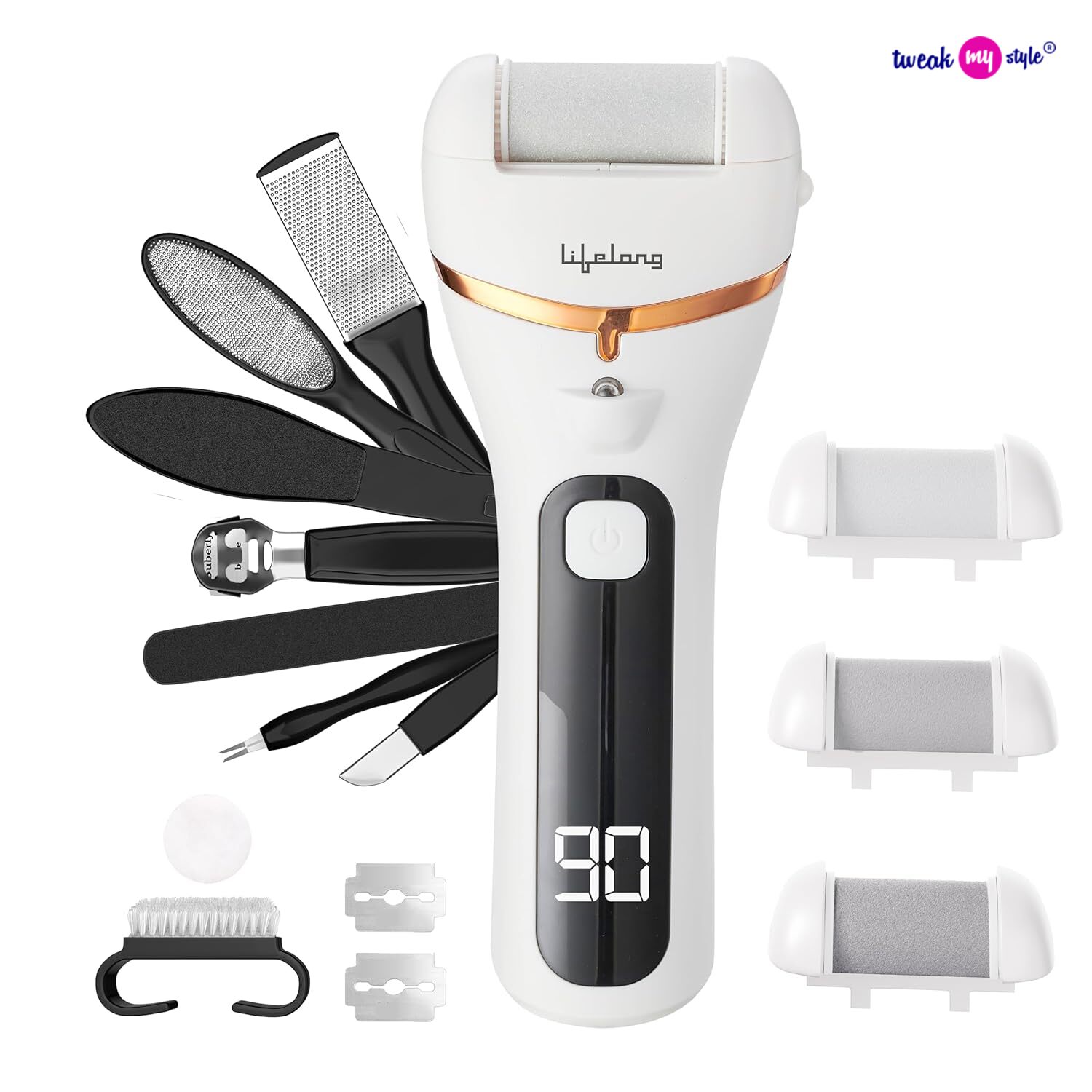 Lifelong Callus Remover for Feet Electronic with 3Heads
