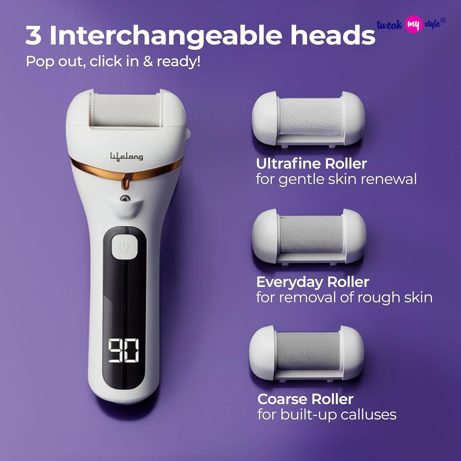Lifelong Callus Remover for Feet Electronic with 3Heads