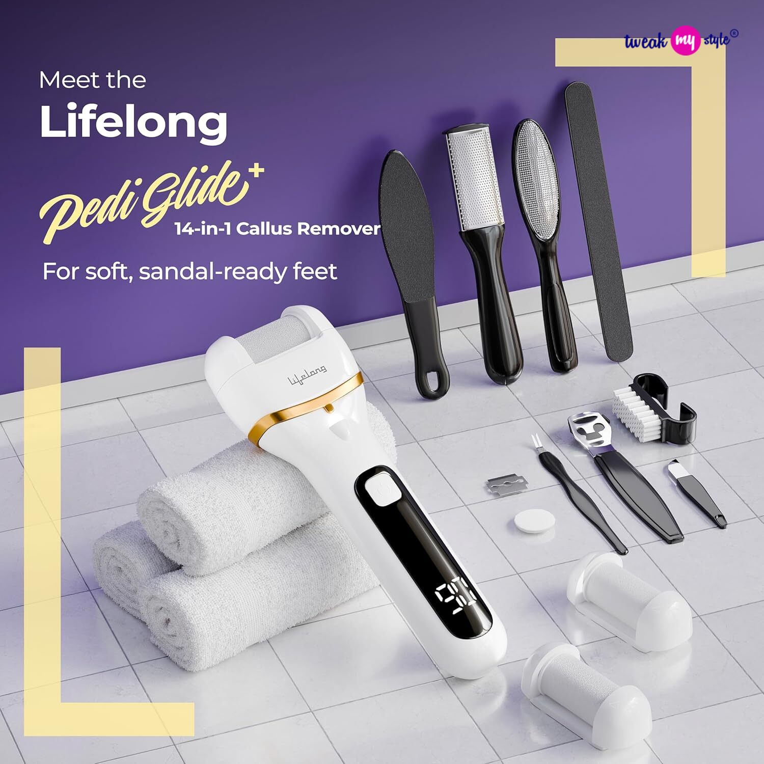 Lifelong Callus Remover for Feet Electronic with 3Heads