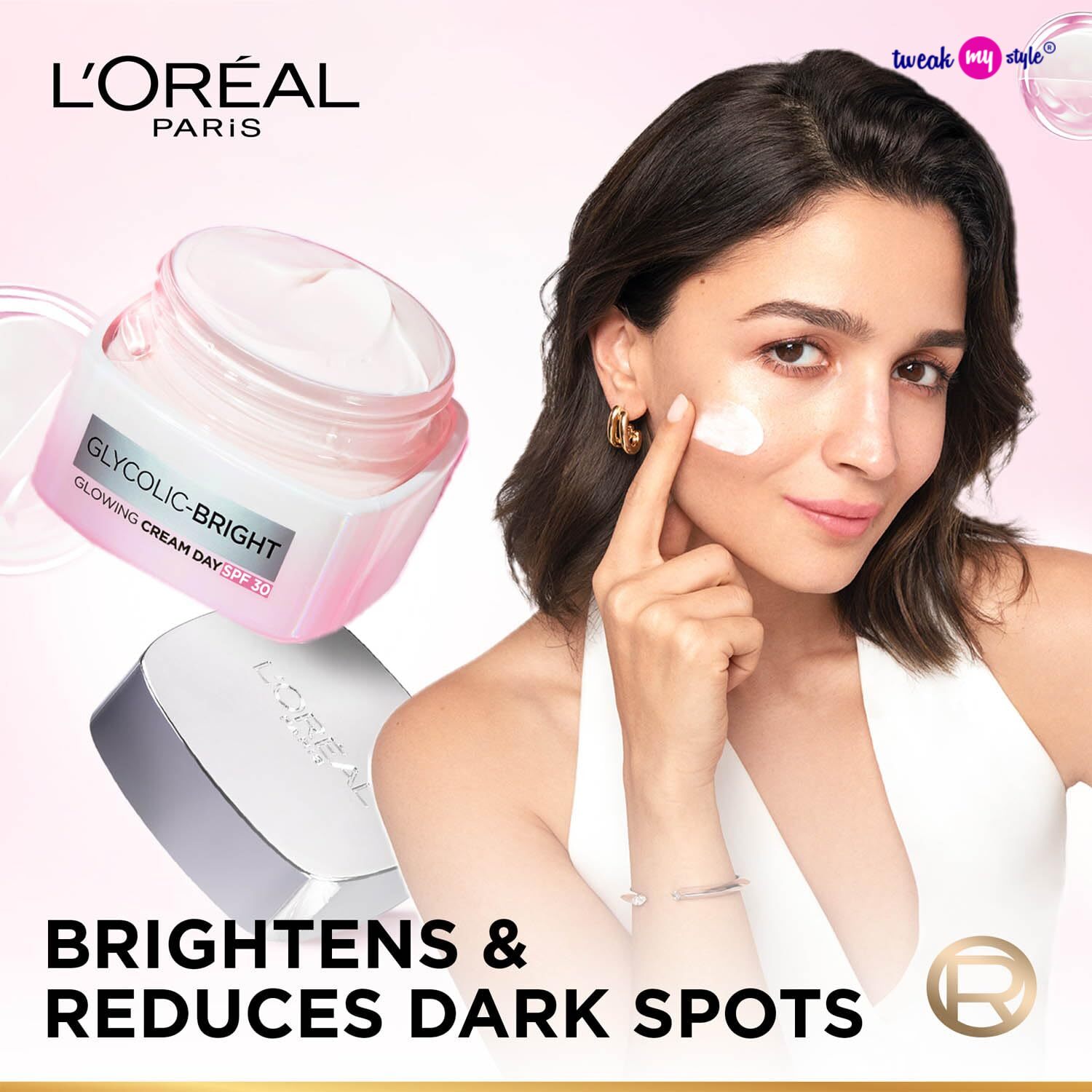 L'Oreal Paris Glycolic Bright Glowing Day Cream, Overnight Brightening Cream, Glycolic Acid