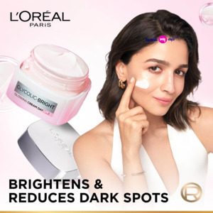 L'Oreal Paris Glycolic Bright Glowing Day Cream, Overnight Brightening Cream, Glycolic Acid